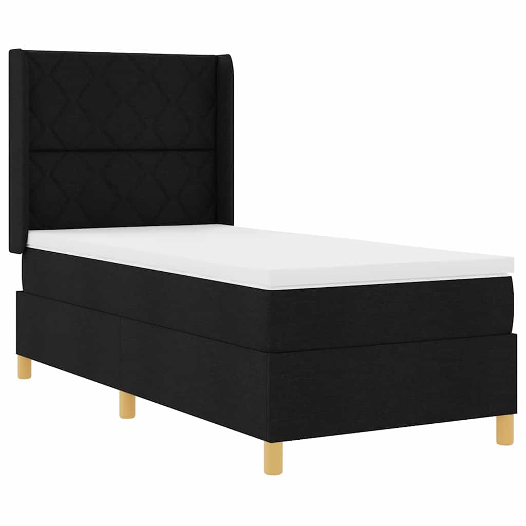 Boxspringbed met LED-stripverlichting Zwart 100 x 200 cm Stof is nu te koop bij PeponiXL, paradijselijk wonen!