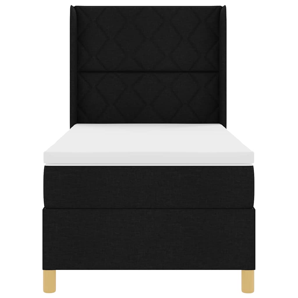 Boxspringbed met LED-stripverlichting Zwart 100 x 200 cm Stof is nu te koop bij PeponiXL, paradijselijk wonen!