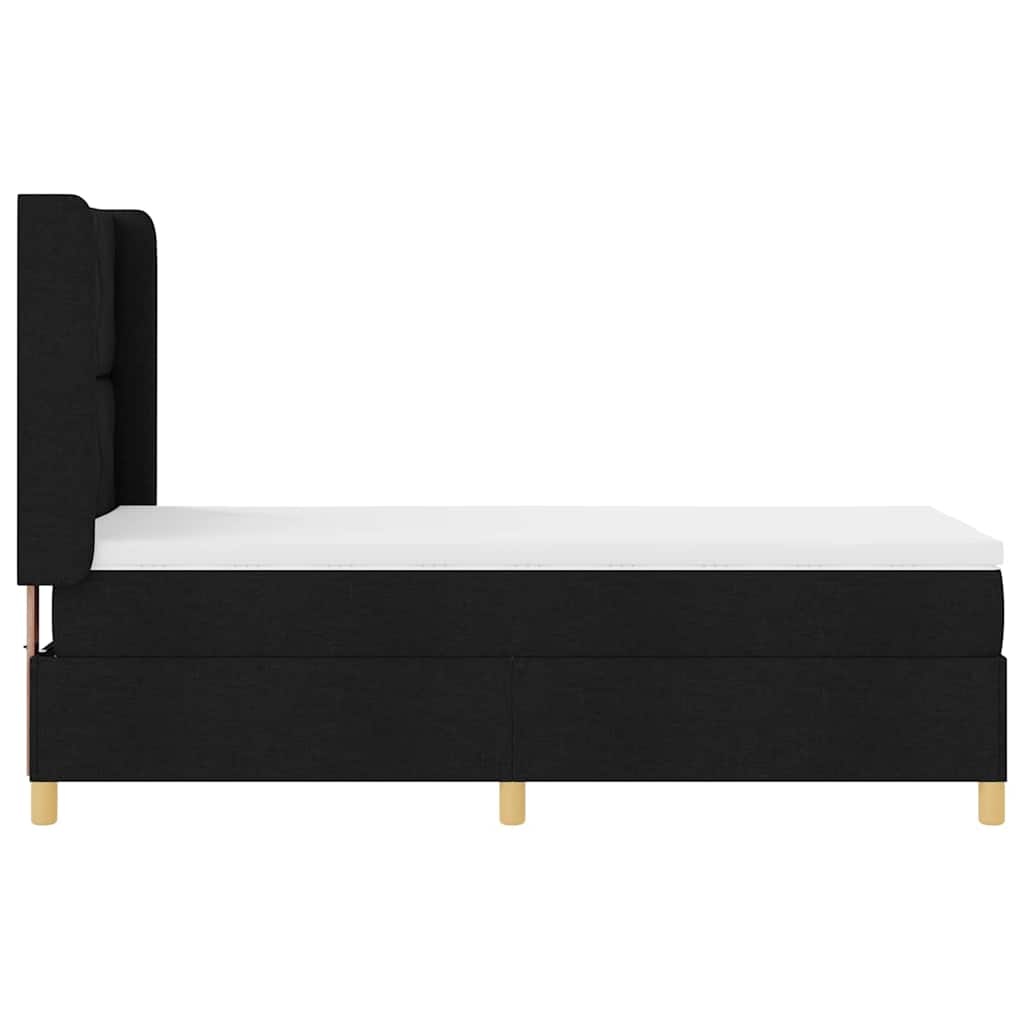 Boxspringbed met LED-stripverlichting Zwart 100 x 200 cm Stof is nu te koop bij PeponiXL, paradijselijk wonen!