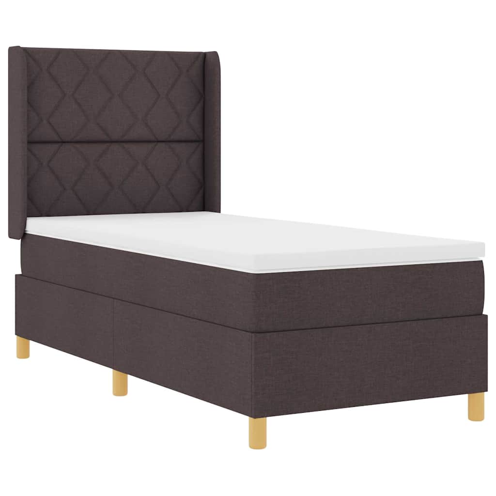 Boxspringbed met LED-stripverlichting Bruin 100 x 200 cm Stof is nu te koop bij PeponiXL, paradijselijk wonen!