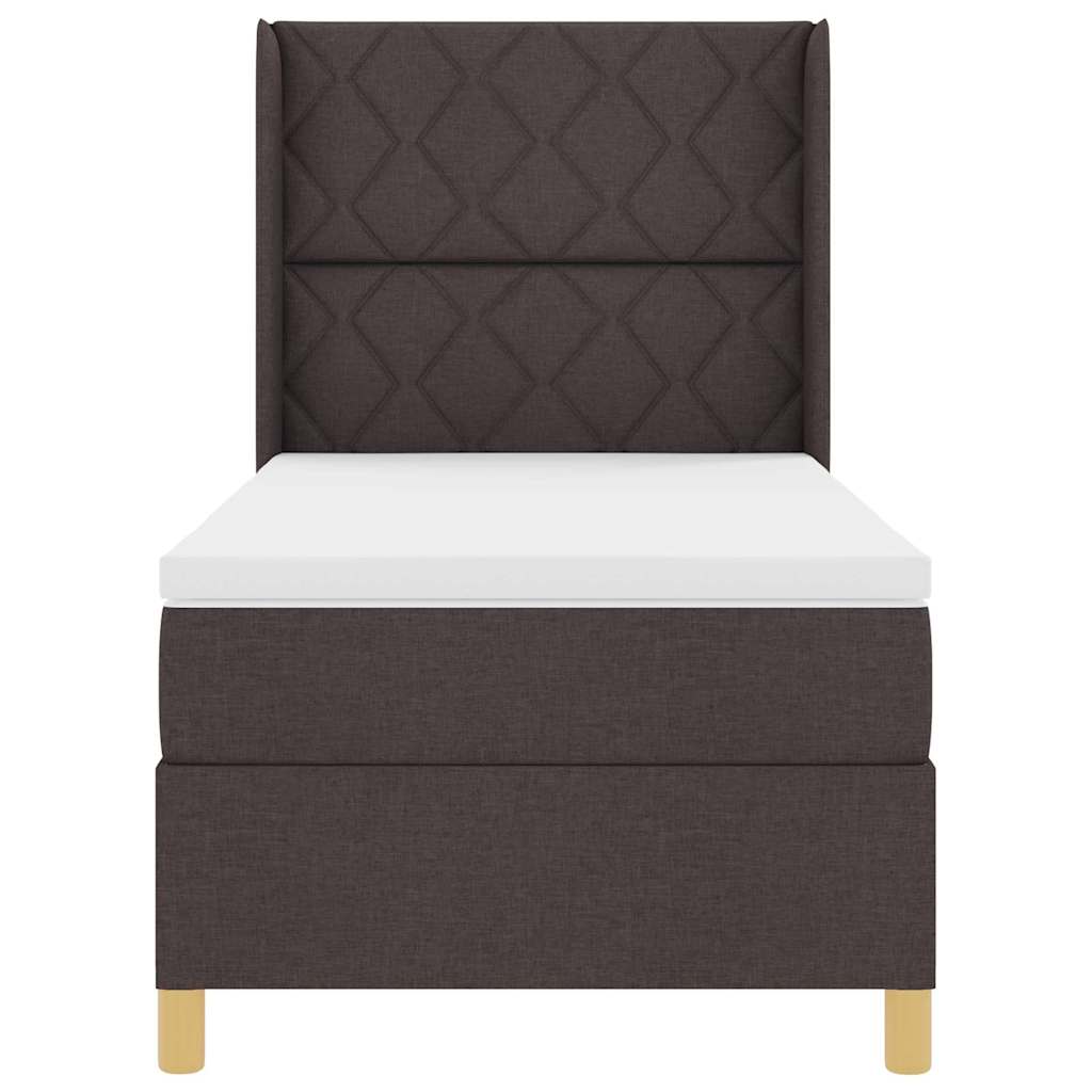 Boxspringbed met LED-stripverlichting Bruin 100 x 200 cm Stof is nu te koop bij PeponiXL, paradijselijk wonen!