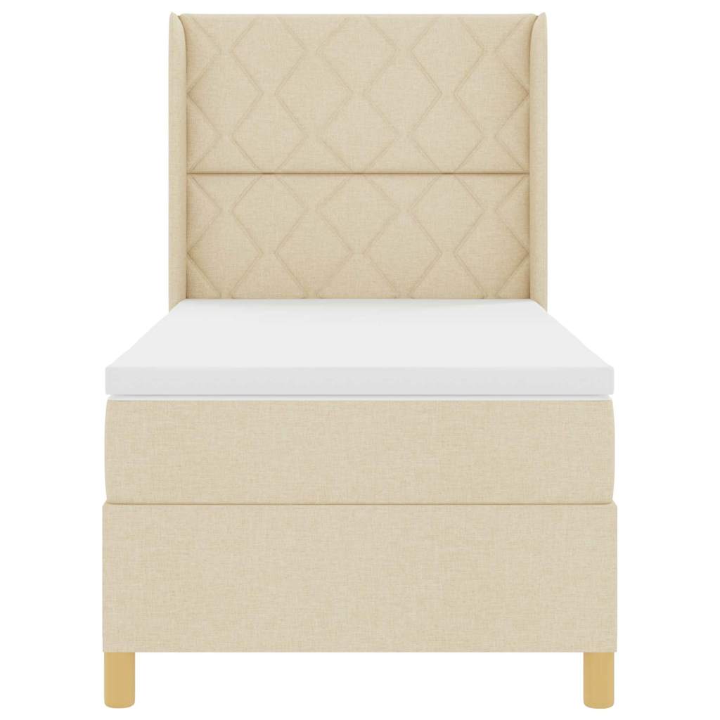 Boxspringbed met LED-stripverlichting Crème 100 x 200 cm Stof is nu te koop bij PeponiXL, paradijselijk wonen!