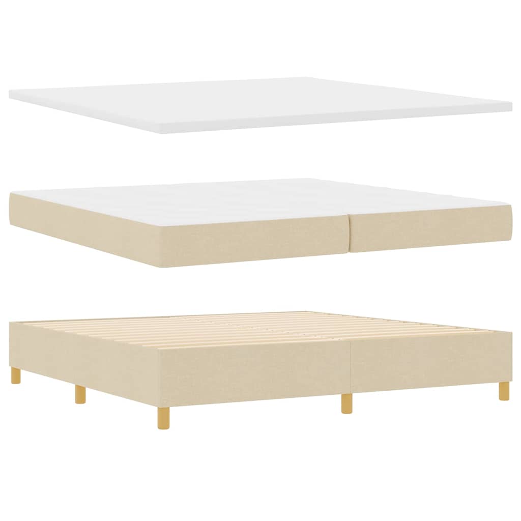 Boxspringbed met LED-stripverlichting Crème 200 x 200 cm Stof is nu te koop bij PeponiXL, paradijselijk wonen!