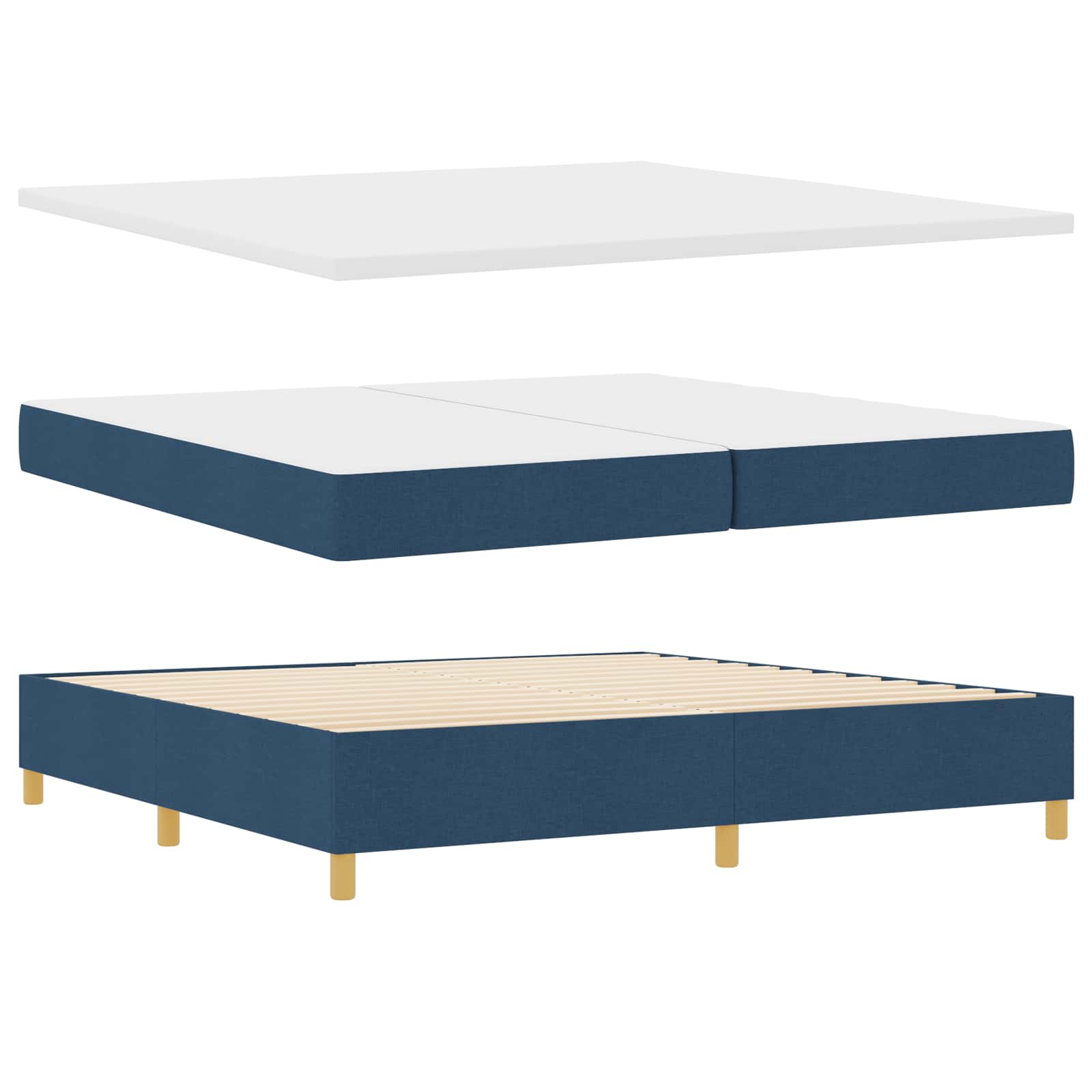 Boxspringbed met matras met LED Blauw 200 x 200 cm Stof is nu te koop bij PeponiXL, paradijselijk wonen!