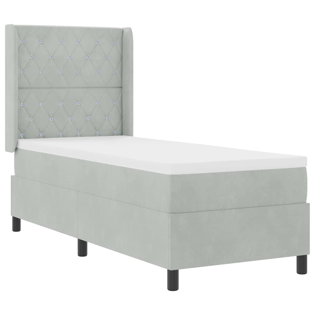Boxspringbed met matras met LED Lichtgrijs 80 x 200 cm Fluweel is nu te koop bij PeponiXL, paradijselijk wonen!