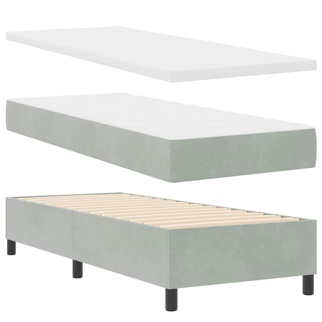Boxspringbed met matras met LED Lichtgrijs 80 x 200 cm Fluweel is nu te koop bij PeponiXL, paradijselijk wonen!