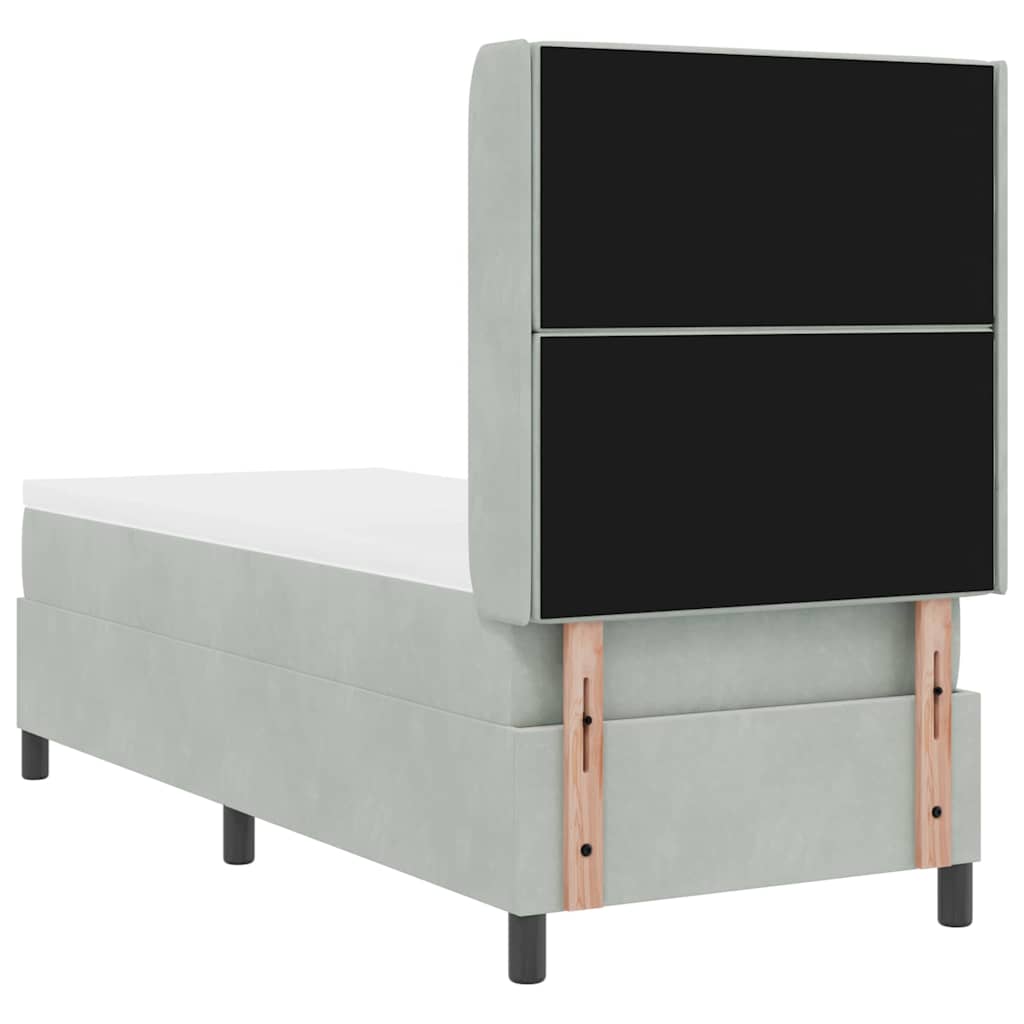 Boxspringbed met matras met LED Lichtgrijs 80 x 200 cm Fluweel is nu te koop bij PeponiXL, paradijselijk wonen!