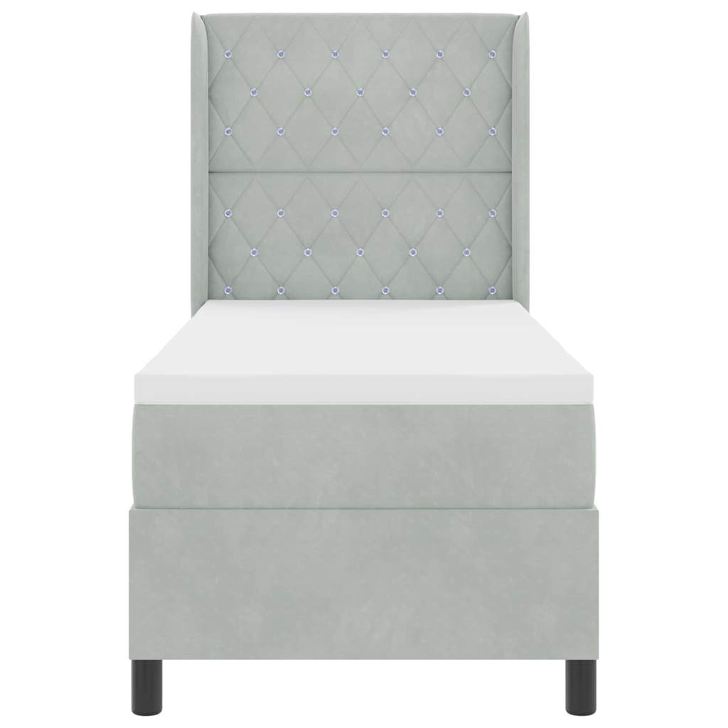 Boxspringbed met matras met LED Lichtgrijs 80 x 200 cm Fluweel is nu te koop bij PeponiXL, paradijselijk wonen!
