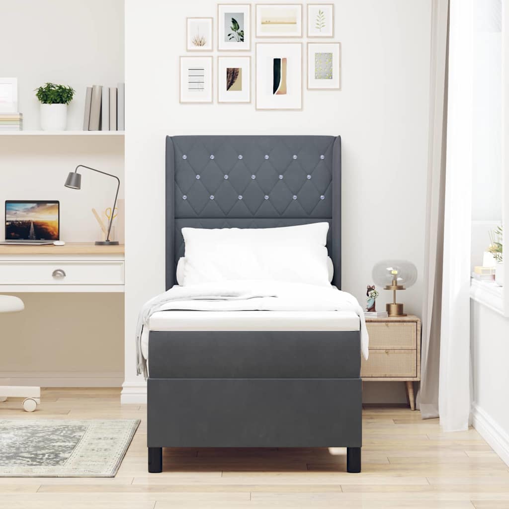 Boxspringbed met matras met LED Donkergrijs 80 x 200 cm Fluweel is nu te koop bij PeponiXL, paradijselijk wonen!