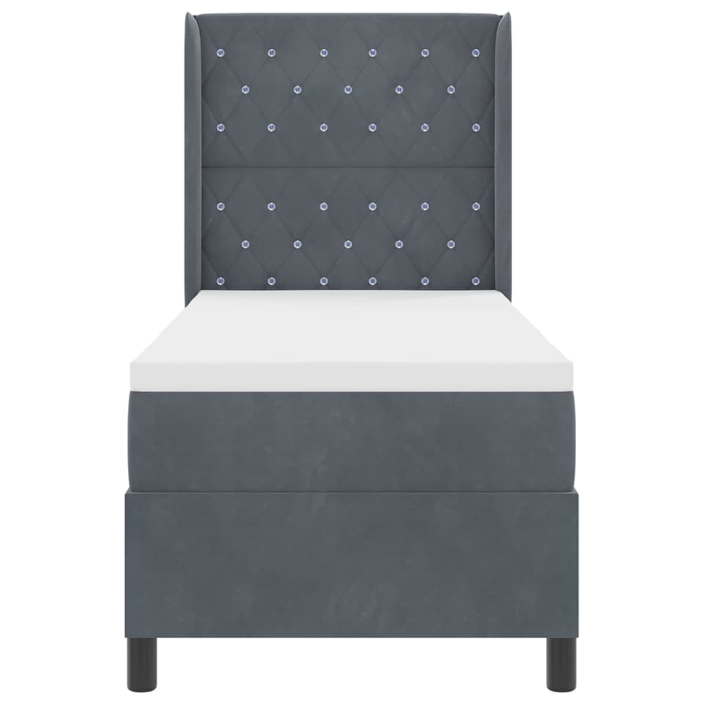 Boxspringbed met matras met LED Donkergrijs 80 x 200 cm Fluweel is nu te koop bij PeponiXL, paradijselijk wonen!