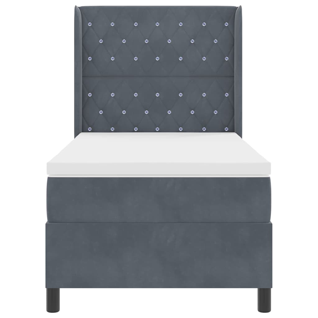 Boxspringbed met matras met LED Donkergrijs 90 x 190 cm Fluweel is nu te koop bij PeponiXL, paradijselijk wonen!