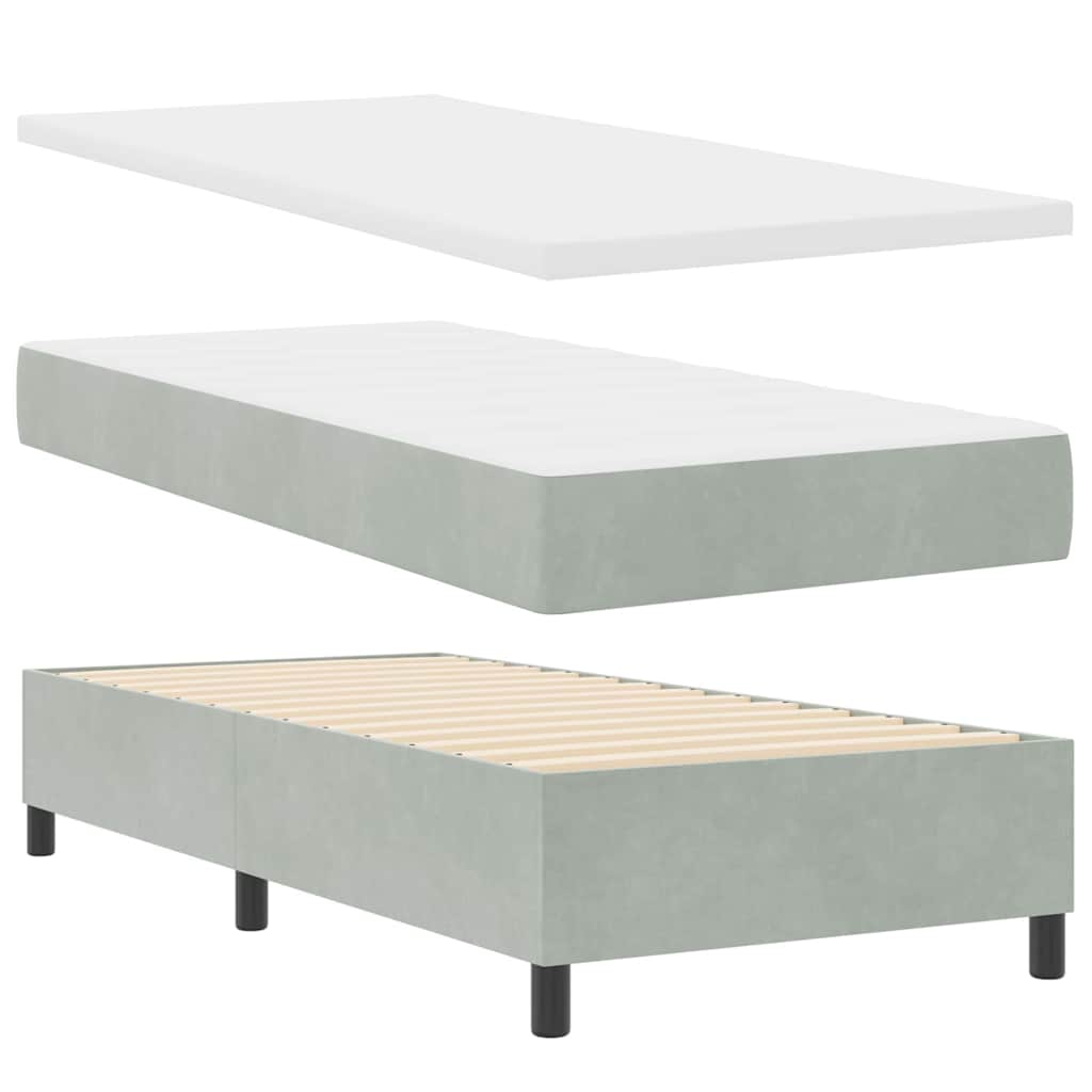 Boxspringbed met matras met LED Lichtgrijs 100 x 200 cm Fluweel is nu te koop bij PeponiXL, paradijselijk wonen!
