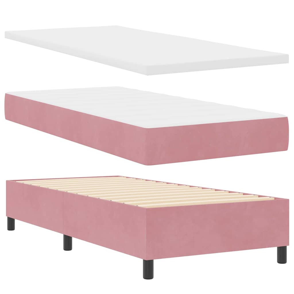 Boxspringbed met matras met LED Roze 100 x 200 cm Fluweel is nu te koop bij PeponiXL, paradijselijk wonen!