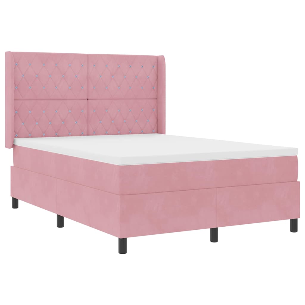Boxspringbed met LED-striplichten Roze 140 x 200 cm Fluweel is nu te koop bij PeponiXL, paradijselijk wonen!