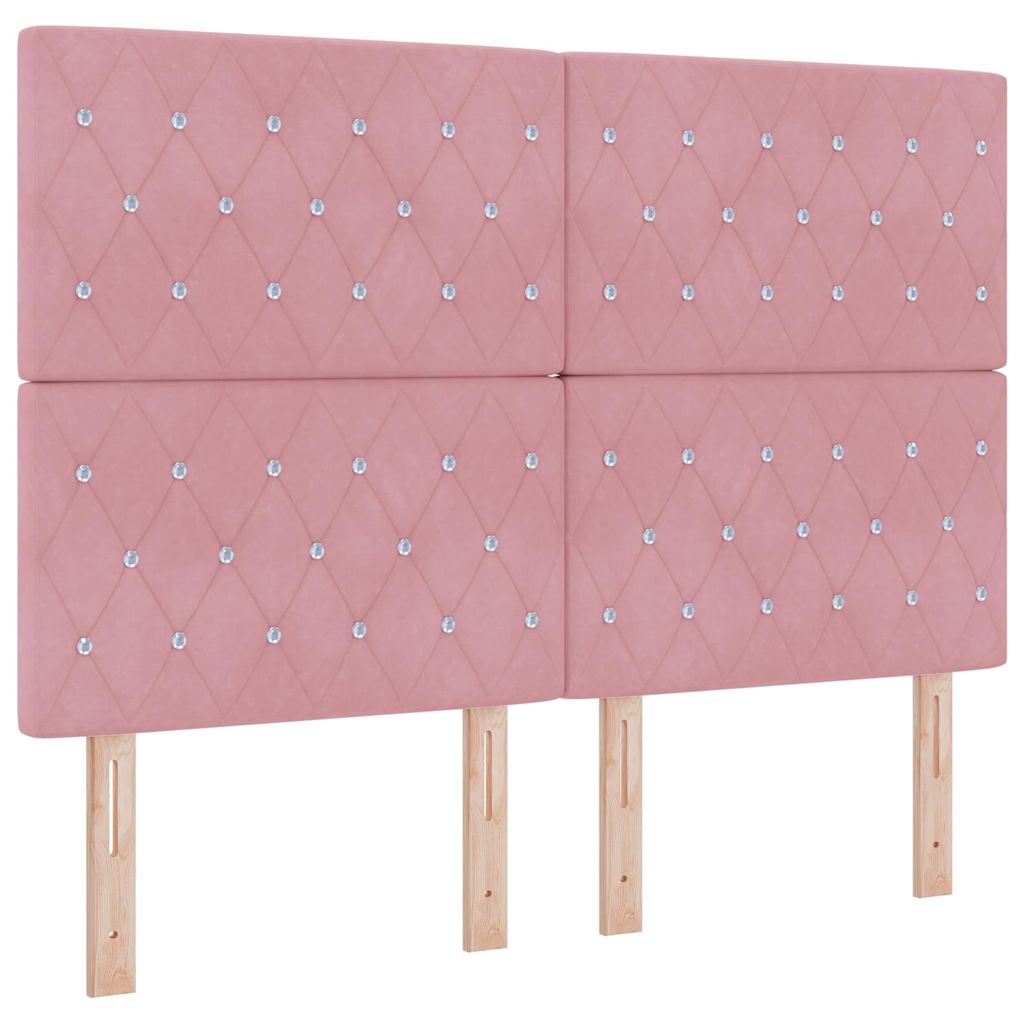 Boxspringbed met LED-striplichten Roze 140 x 200 cm Fluweel is nu te koop bij PeponiXL, paradijselijk wonen!