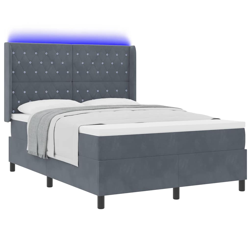 Boxspringbed met matras Donkergrijs 160 x 200 cm Fluweel is nu te koop bij PeponiXL, paradijselijk wonen!