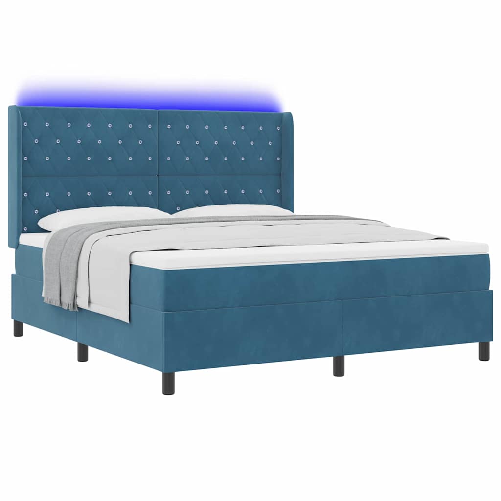 Boxspringbed met matras met LED Blauw 180 x 200 cm Fluweel