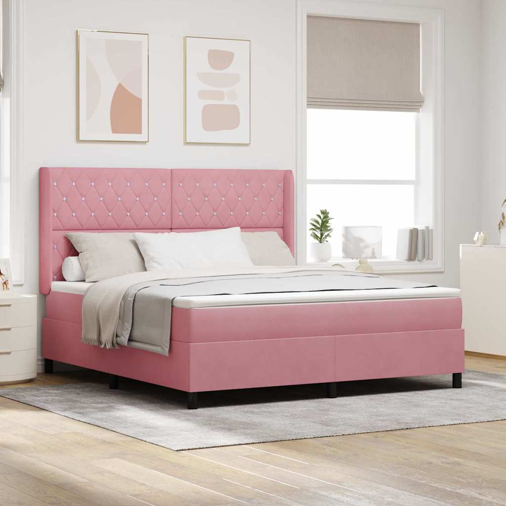 Boxspringbed met matras met LED Roze 180 x 200 cm Fluweel is nu te koop bij PeponiXL, paradijselijk wonen!