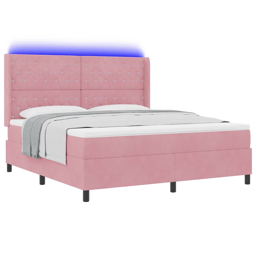 Boxspringbed met matras met LED Roze 180 x 200 cm Fluweel is nu te koop bij PeponiXL, paradijselijk wonen!
