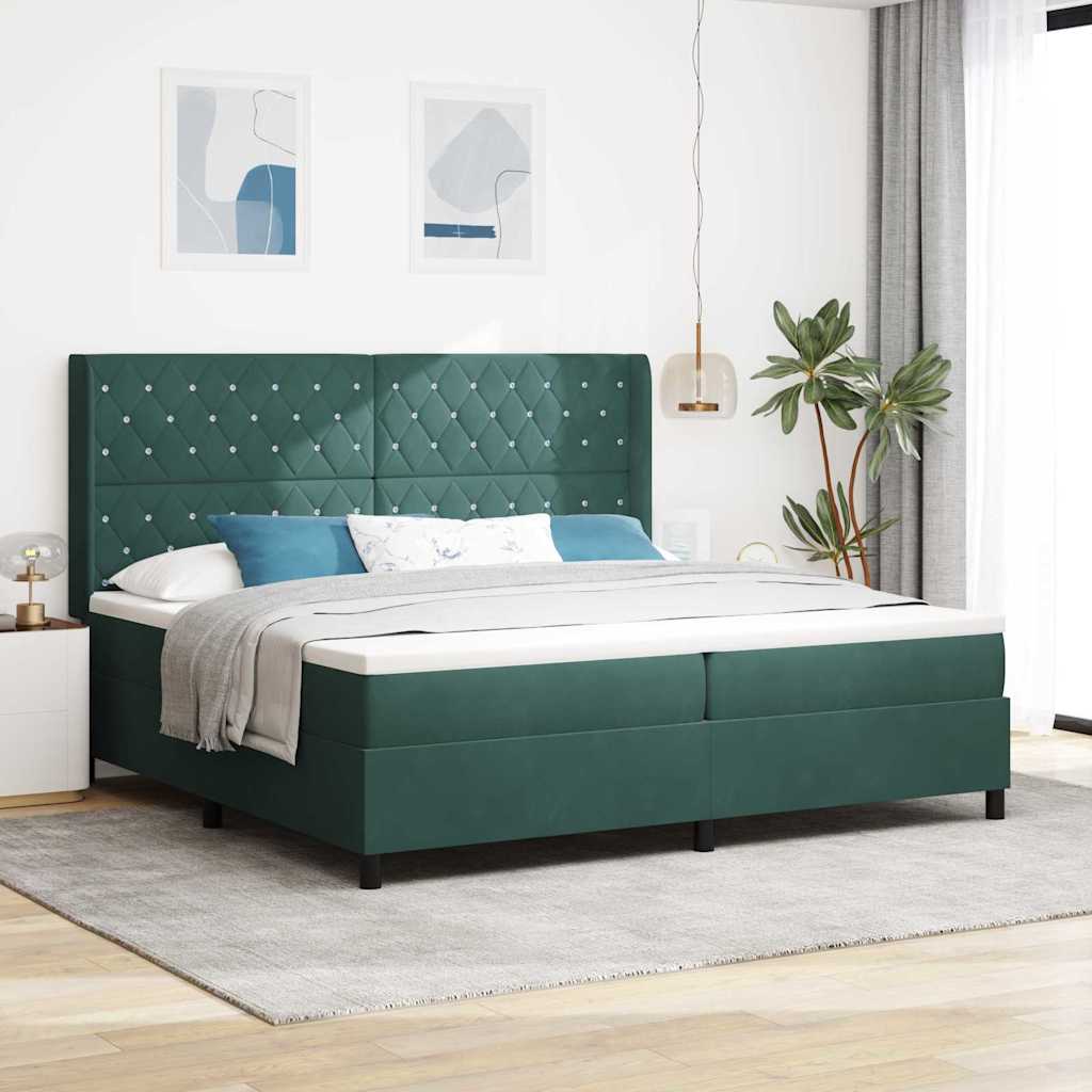 Boxspringbed met matras Donkergroen 200 x 200 cm Fluweel