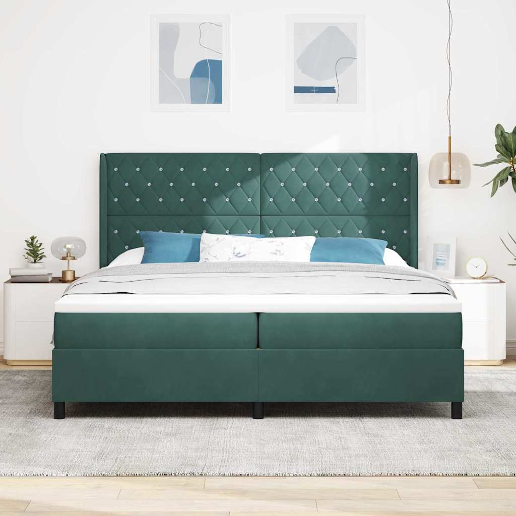 Boxspringbed met matras Donkergroen 200 x 200 cm Fluweel
