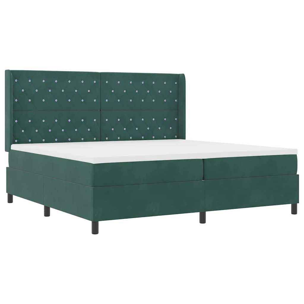 Boxspringbed met matras Donkergroen 200 x 200 cm Fluweel