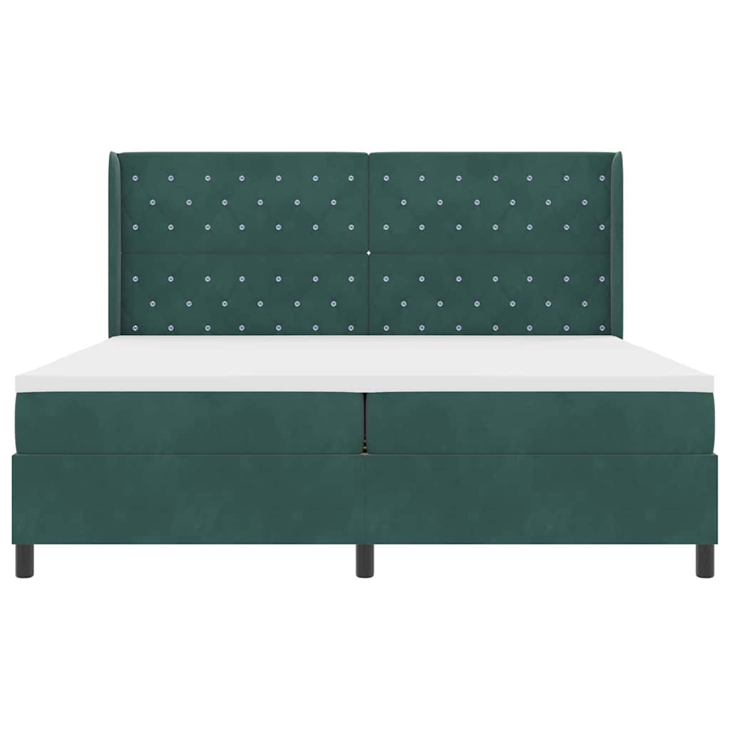 Boxspringbed met matras Donkergroen 200 x 200 cm Fluweel