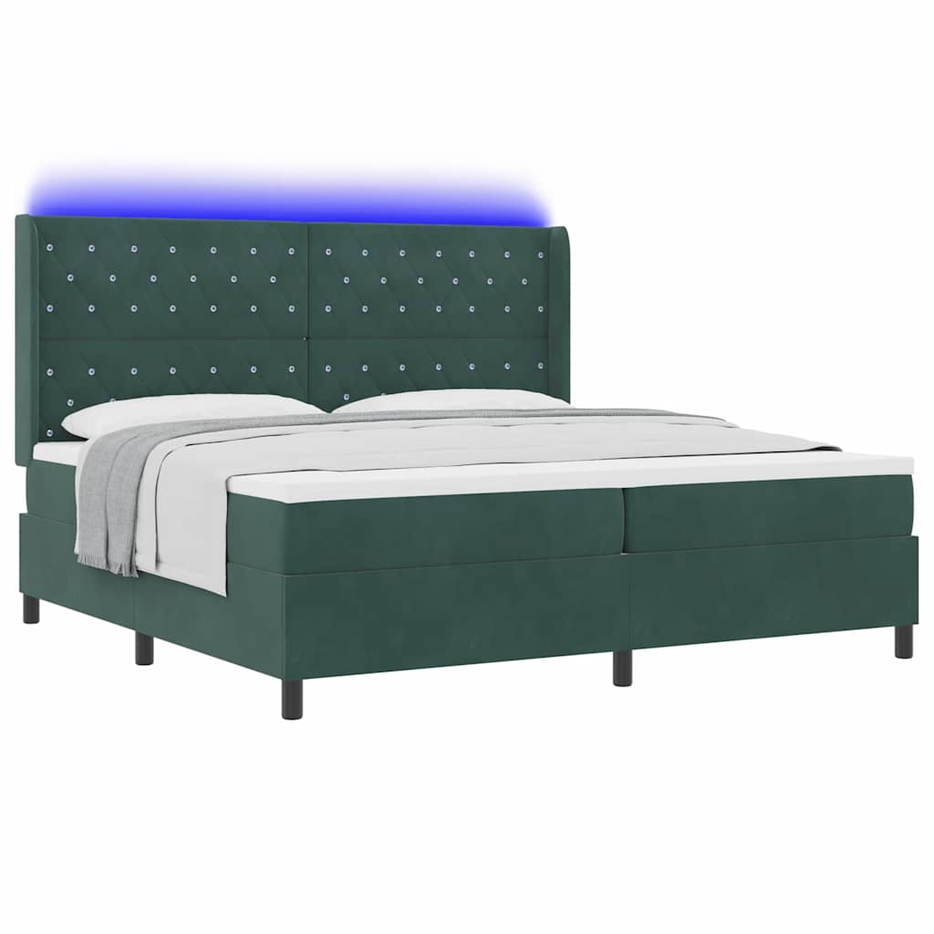 Boxspringbed met matras Donkergroen 200 x 200 cm Fluweel