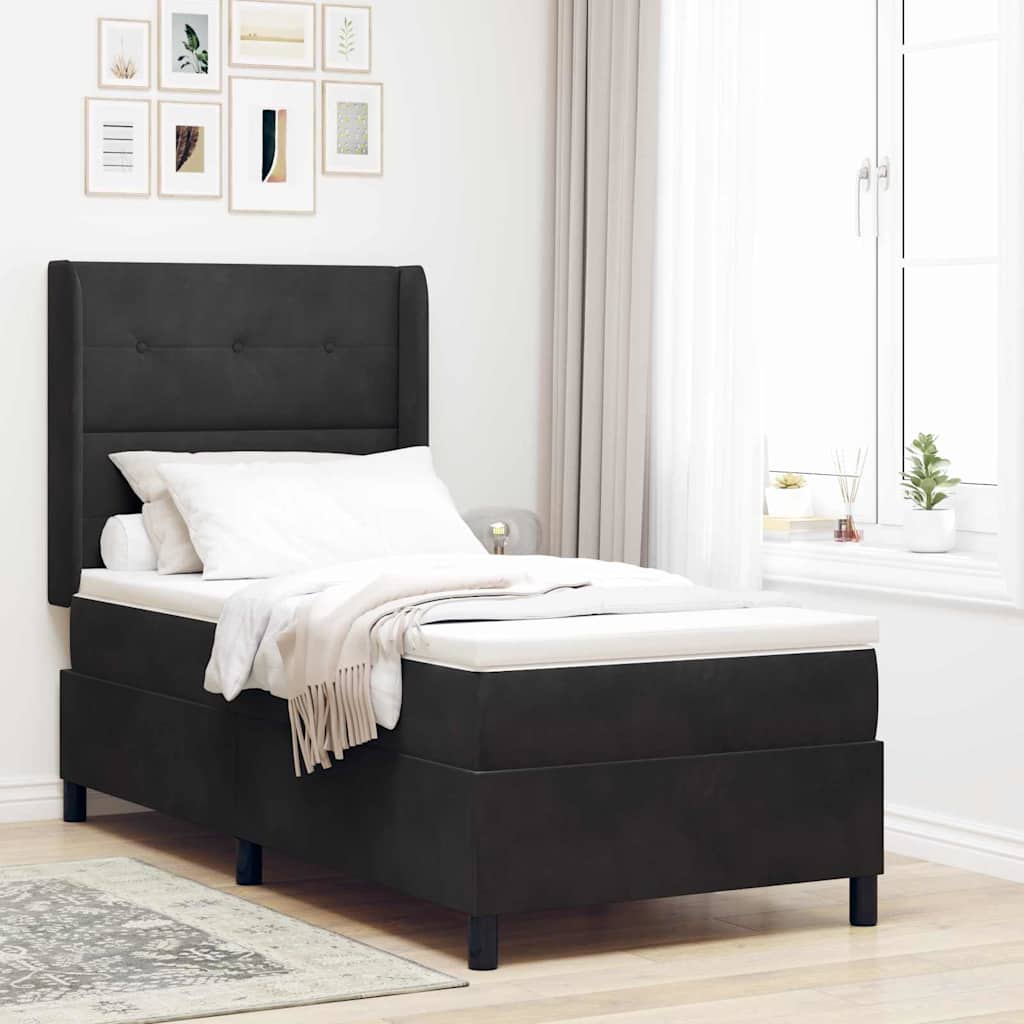 Boxspringbed met LED-stripverlichting Zwart 80 x 200 cm Fluweel