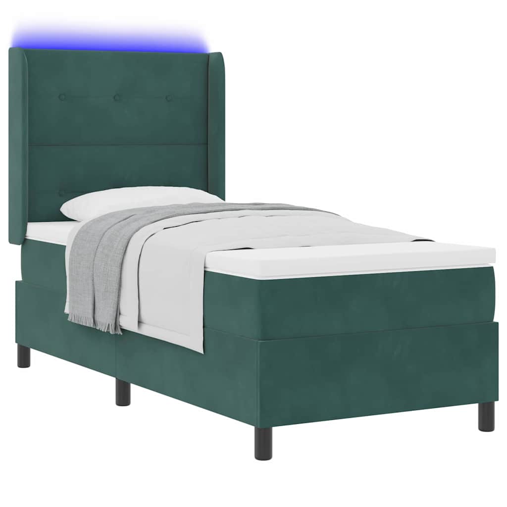Boxspringbed met hoofdeinde Donkergroen 80 x 200 cm Fluweel