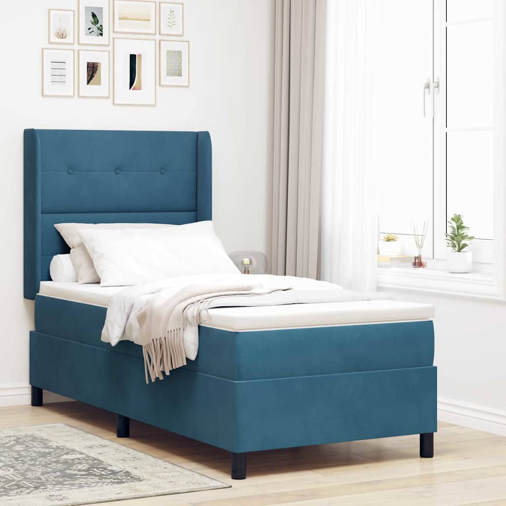 Boxspringbed met LED-stripverlichting Blauw 80 x 200 cm Fluweel