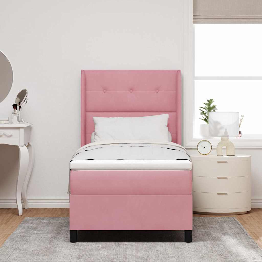 Boxspringbed met matras met LED Roze 80 x 200 cm Fluweel is nu te koop bij PeponiXL, paradijselijk wonen!