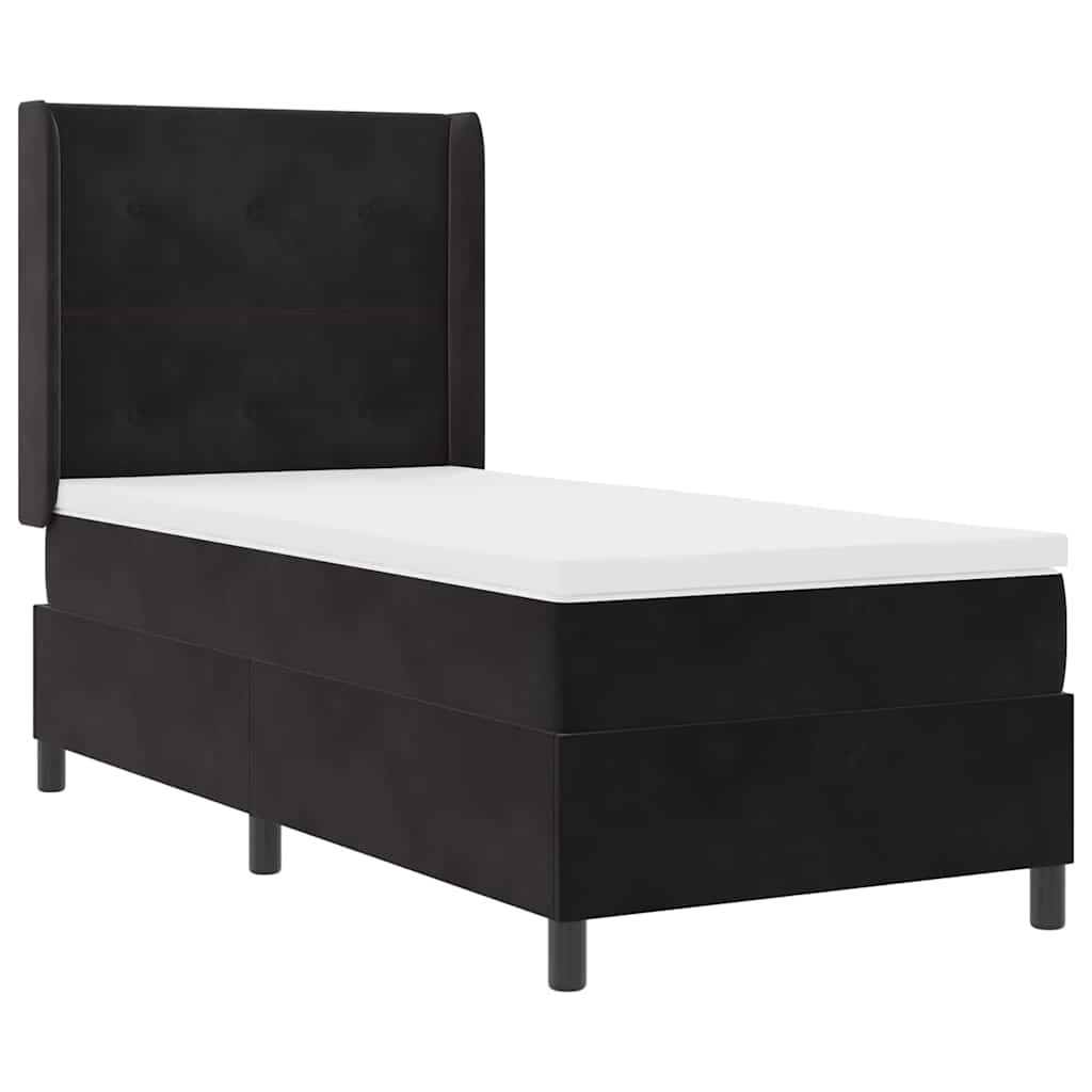 Boxspringbed met LED-stripverlichting Zwart 90 x 190 cm Fluweel