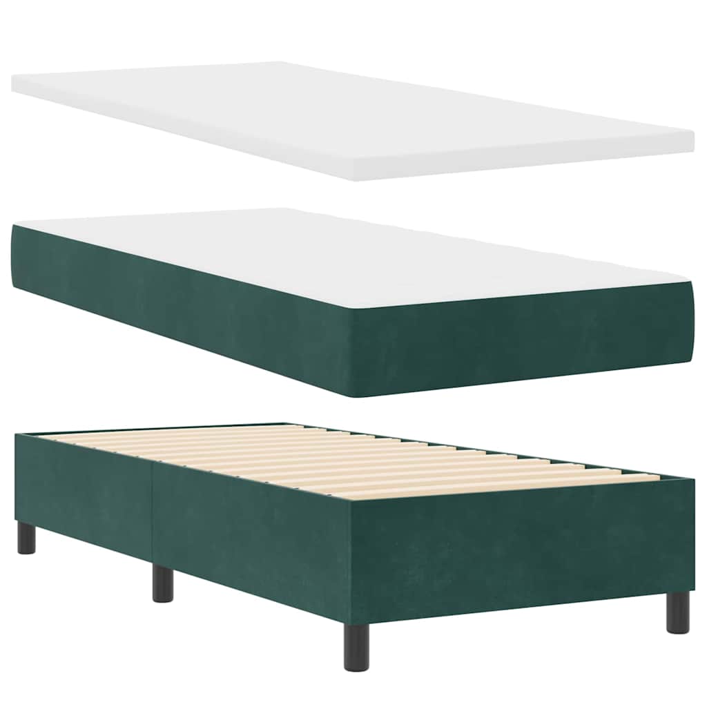 Boxspringbed met hoofdeinde Donkergroen 90 x 190 cm Fluweel