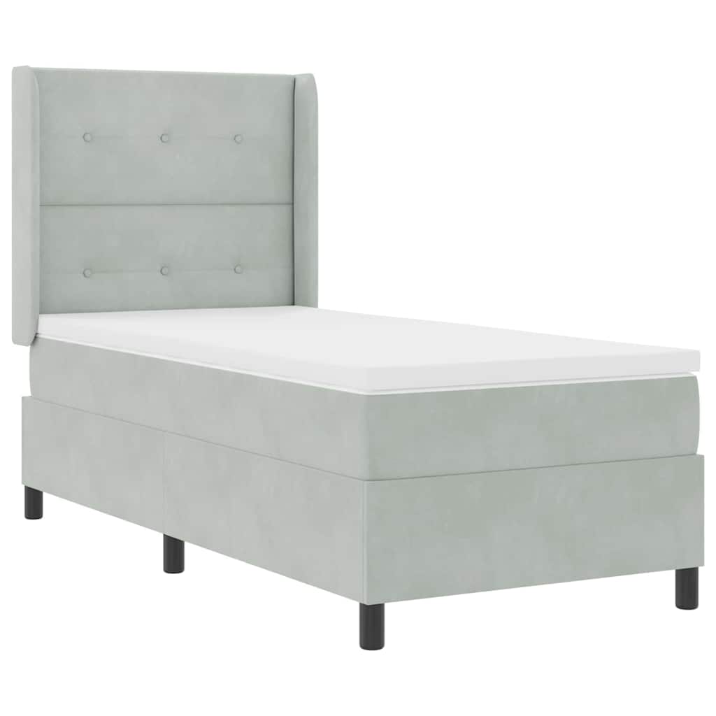 Boxspringbed met matras met LED Lichtgrijs 100 x 200 cm Fluweel is nu te koop bij PeponiXL, paradijselijk wonen!