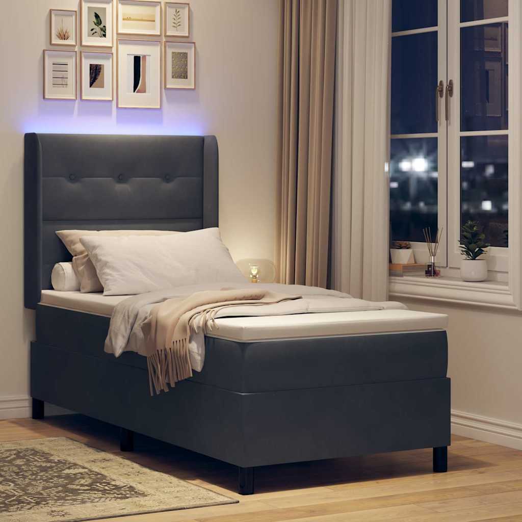 Boxspringbed met matras Donkergrijs 100 x 200 cm Fluweel is nu te koop bij PeponiXL, paradijselijk wonen!