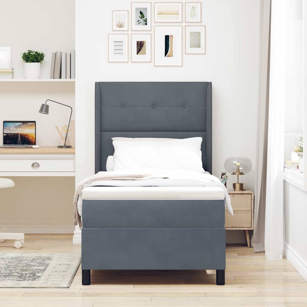 Boxspringbed met matras Donkergrijs 100 x 200 cm Fluweel is nu te koop bij PeponiXL, paradijselijk wonen!