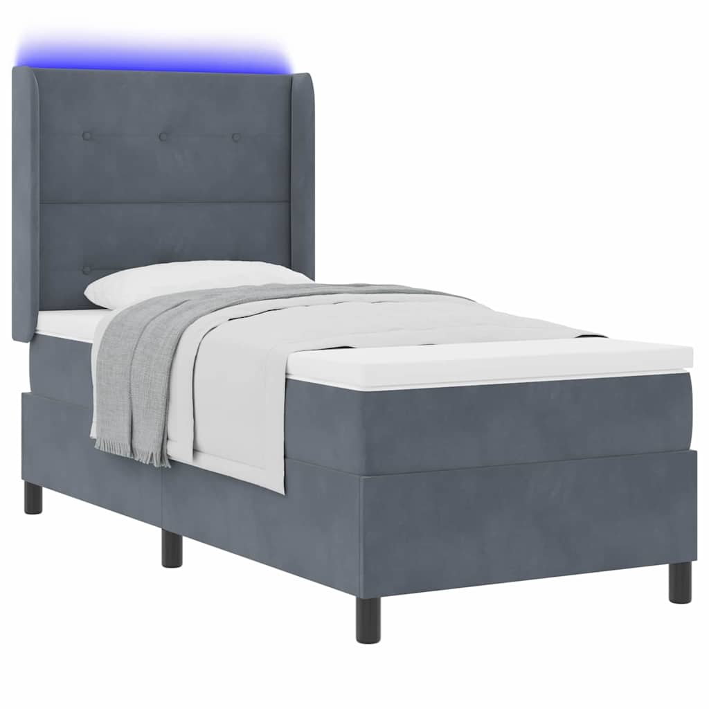 Boxspringbed met matras Donkergrijs 100 x 200 cm Fluweel is nu te koop bij PeponiXL, paradijselijk wonen!