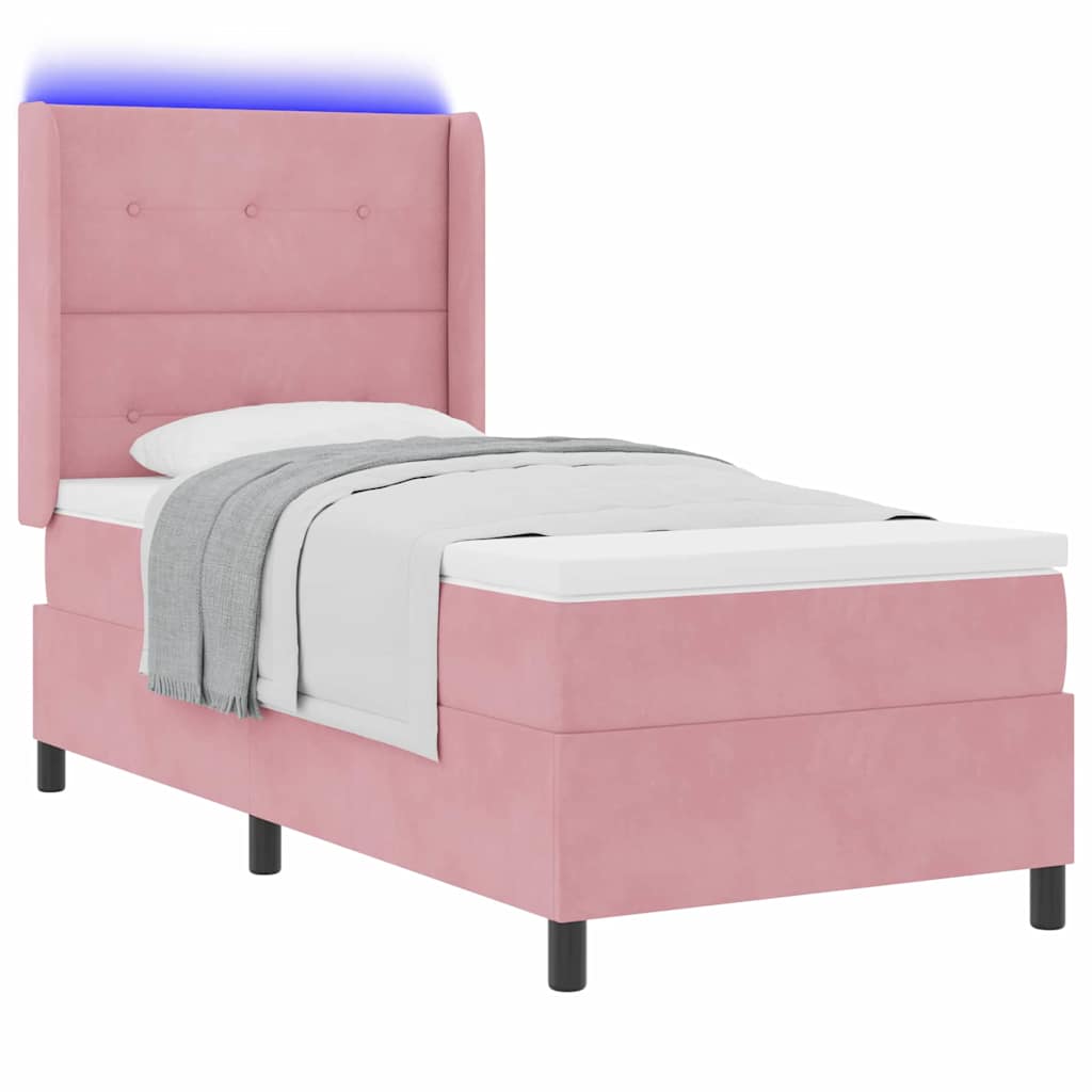 Boxspringbed met matras met LED Roze 100 x 200 cm Fluweel is nu te koop bij PeponiXL, paradijselijk wonen!