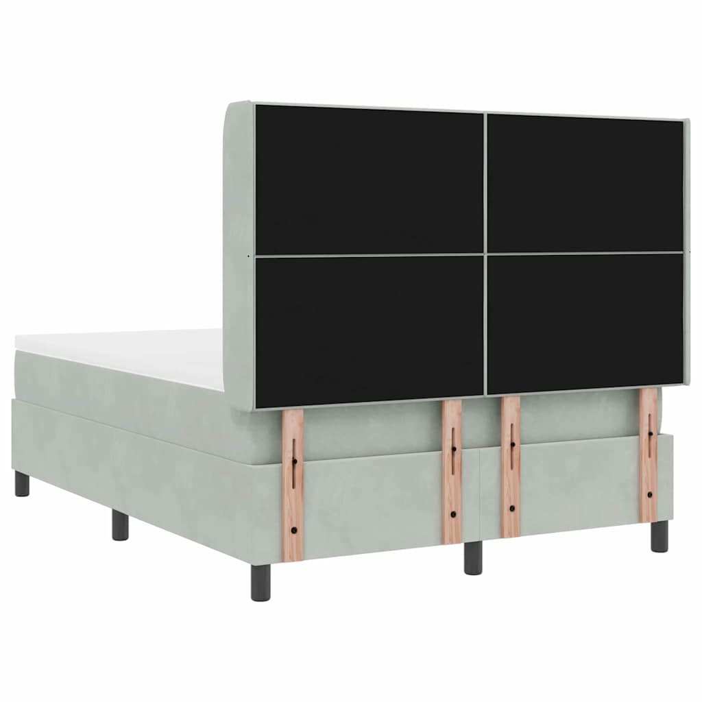 Boxspringbed met hoofdeinde Lichtgrijs 140 x 190 cm Fluweel is nu te koop bij PeponiXL, paradijselijk wonen!