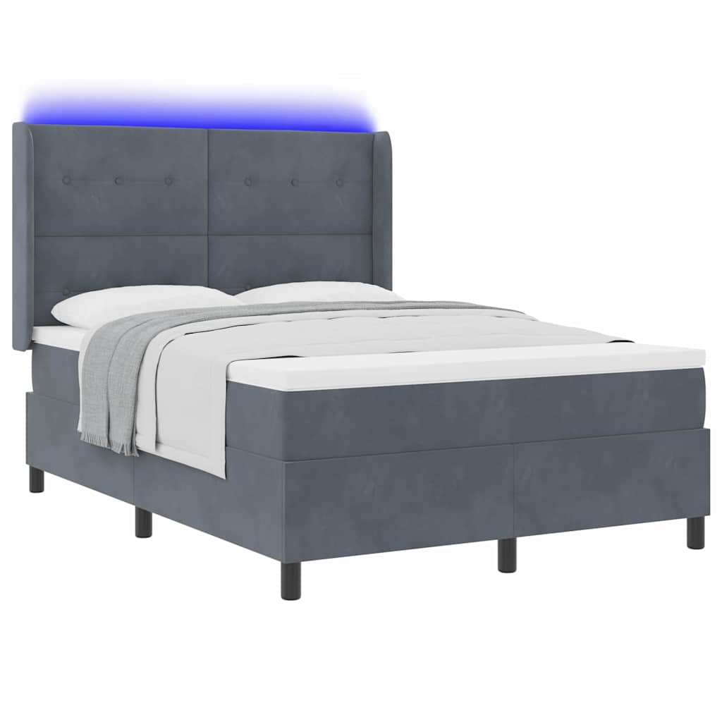 Boxspringbed met hoofdeinde Donkergrijs 140 x 190 cm Fluweel is nu te koop bij PeponiXL, paradijselijk wonen!