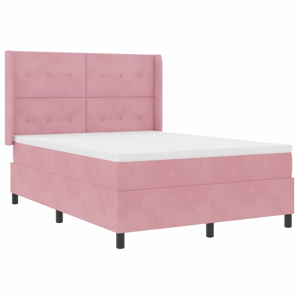 Boxspringbed met LED-stripverlichting Roze 140 x 190 cm Fluweel is nu te koop bij PeponiXL, paradijselijk wonen!