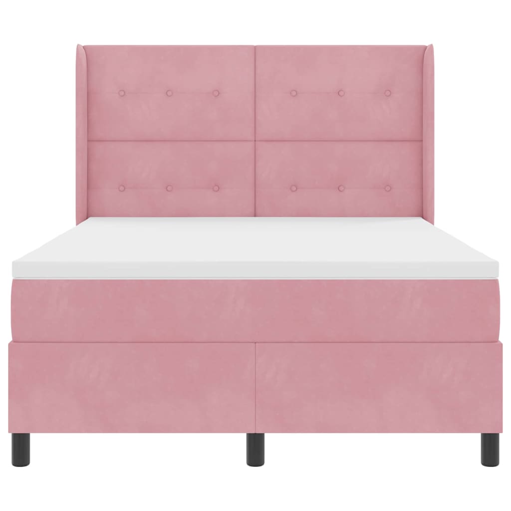 Boxspringbed met LED-stripverlichting Roze 140 x 190 cm Fluweel is nu te koop bij PeponiXL, paradijselijk wonen!