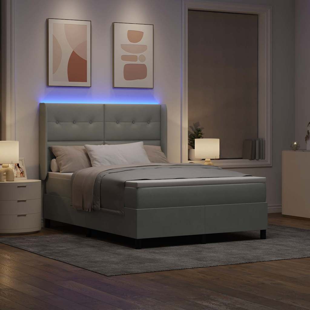 Boxspringbed met hoofdeinde Lichtgrijs 140 x 200 cm Fluweel is nu te koop bij PeponiXL, paradijselijk wonen!