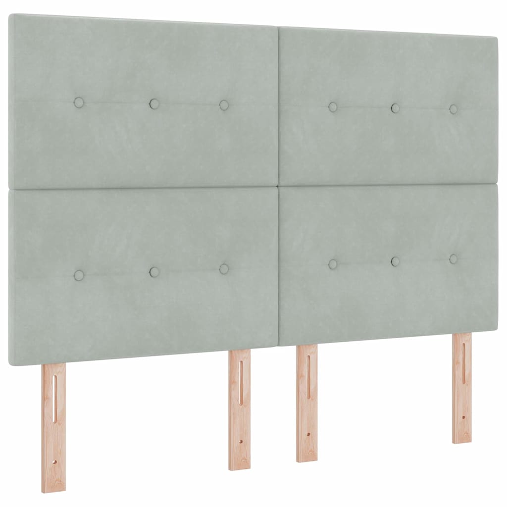 Boxspringbed met hoofdeinde Lichtgrijs 140 x 200 cm Fluweel is nu te koop bij PeponiXL, paradijselijk wonen!