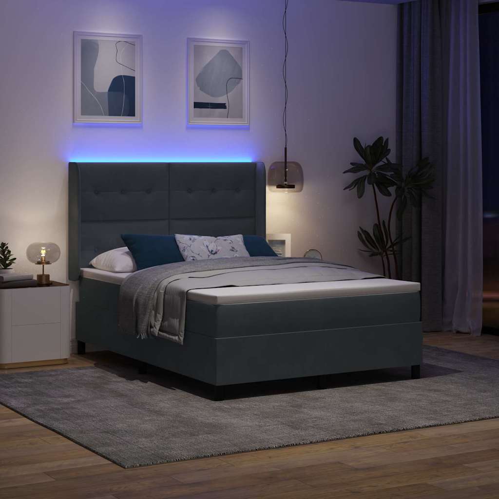 Boxspringbed met hoofdeinde Donkergrijs 140 x 200 cm Fluweel is nu te koop bij PeponiXL, paradijselijk wonen!