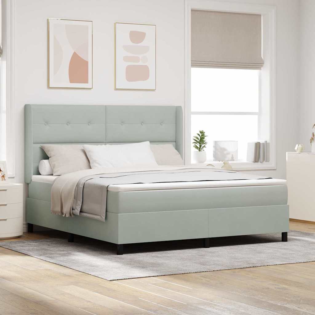 Boxspringbed met matras met LED Lichtgrijs 180 x 200 cm Fluweel is nu te koop bij PeponiXL, paradijselijk wonen!
