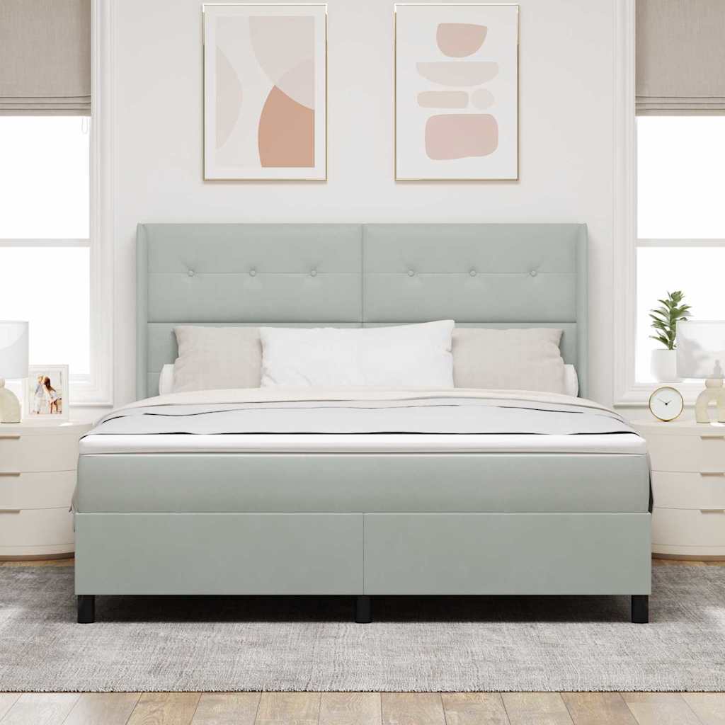 Boxspringbed met matras met LED Lichtgrijs 180 x 200 cm Fluweel is nu te koop bij PeponiXL, paradijselijk wonen!