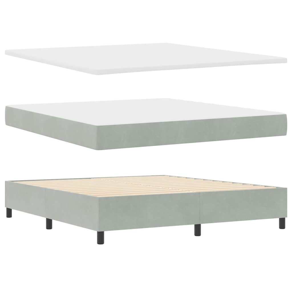 Boxspringbed met matras met LED Lichtgrijs 180 x 200 cm Fluweel is nu te koop bij PeponiXL, paradijselijk wonen!