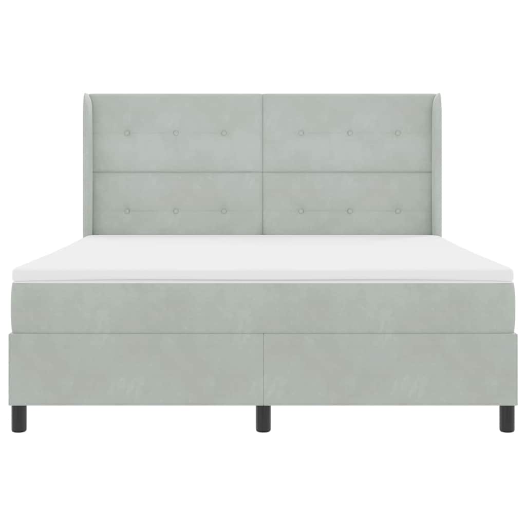 Boxspringbed met matras met LED Lichtgrijs 180 x 200 cm Fluweel is nu te koop bij PeponiXL, paradijselijk wonen!